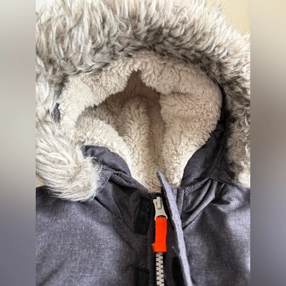 OshKosh B'gosh Charcoal Gray Kids Hooded Coat with Faux Fur Trim Boys 4T